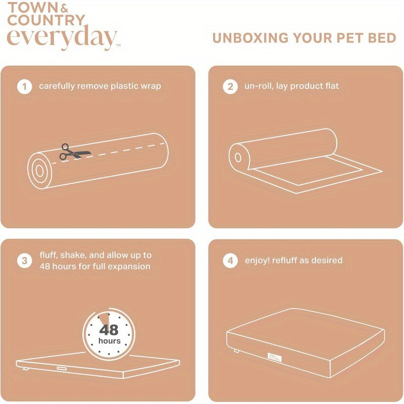 CuddleTown Medallion Everwash Dog Bed, Machine Washable, Soft & Calming Blue Greige Cover, 36"x28"x4" for Medium Dogs, Plush Pet Bed with Plush Pillow, Cozy Home Decor, Petfriendly Design, Durable Pet Product