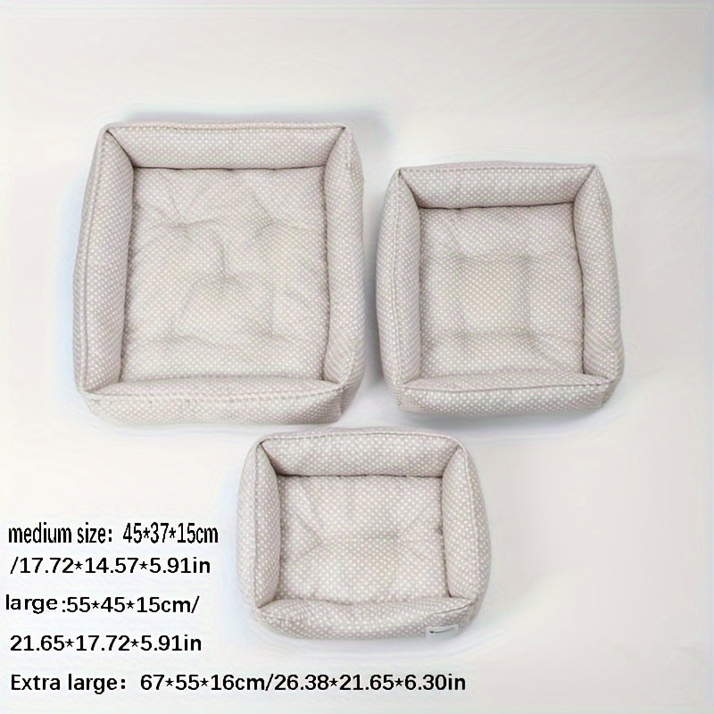Korean Style Checkered Pet Bed - 1pc Cozy Nest For Cats & Dogs - Removable Washable Sleeping Mat