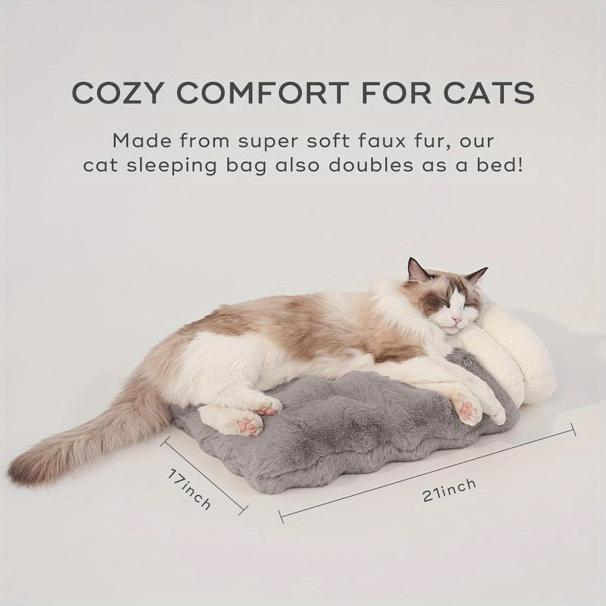 4-in-1 Cat Sleeping Bag for Small Cats - Memory Foam Insulation, Removable Washable Cover, Cave-Style Design, 21x17 Inch Cozy Soft Warm Bed for Indoor Cats