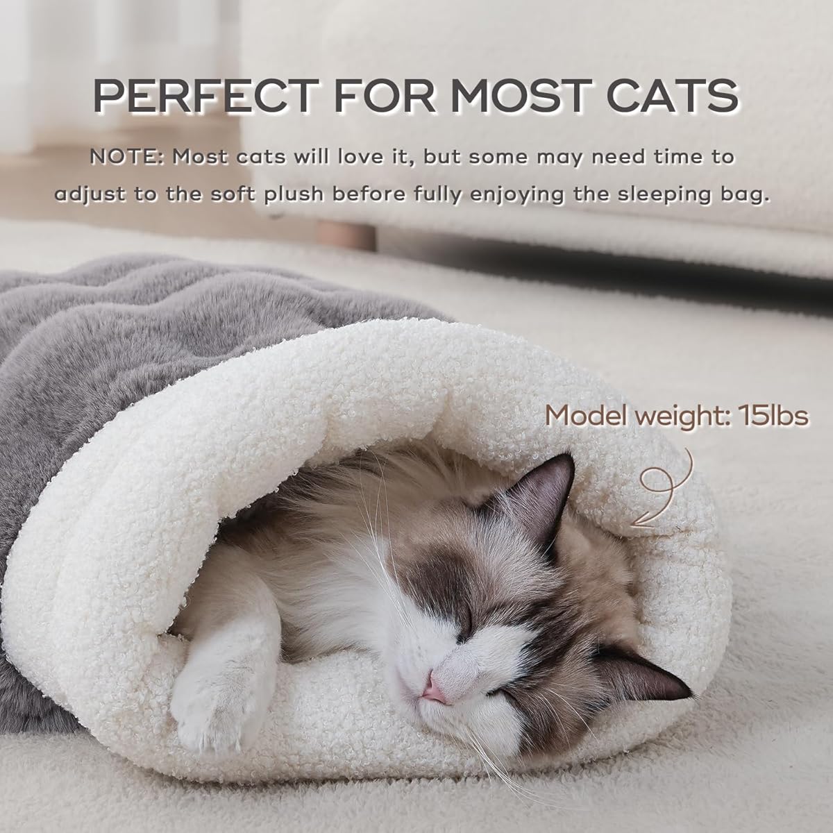 4-in-1 Cat Sleeping Bag for Small Cats - Memory Foam Insulation, Removable Washable Cover, Cave-Style Design, 21x17 Inch Cozy Soft Warm Bed for Indoor Cats