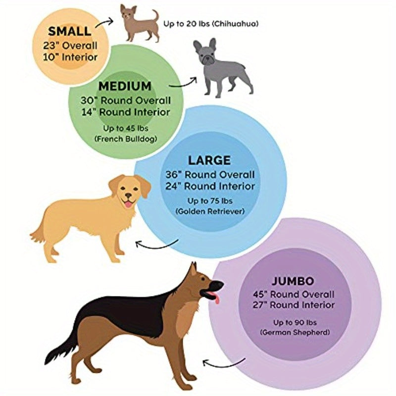 Jumbo XL (45" Round) Dog Bed - Extra Large Donut Bed with Removable Washable Cover & Refillable Interior - Heavy Duty Cushion for Large Breeds up to 90 lbs - Machine Washable Pet Bed for Great Danes, Mastiffs - Gray, Large Dog Bed, Plush Faux Fur Surface