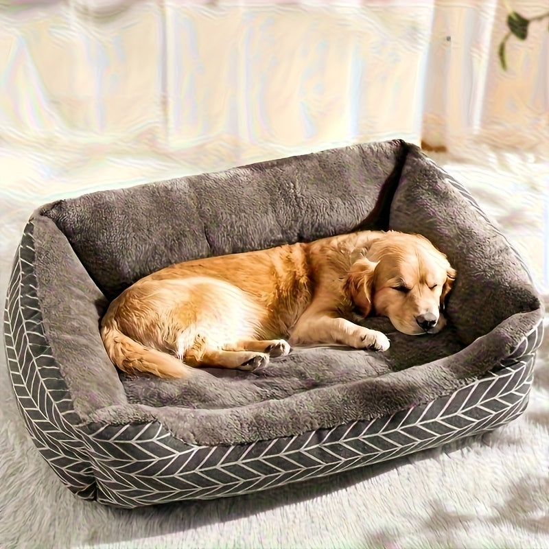 Comfortable Plush Dog Bed, Polyester Fiber Dog Bed, Winter Warm Pet Sofa, Available in 3 Sizes (M/L/XL), Suitable for Small to Medium-Sized Dogs, Unassembled, with Thick Warm Pad for Cats And Dogs