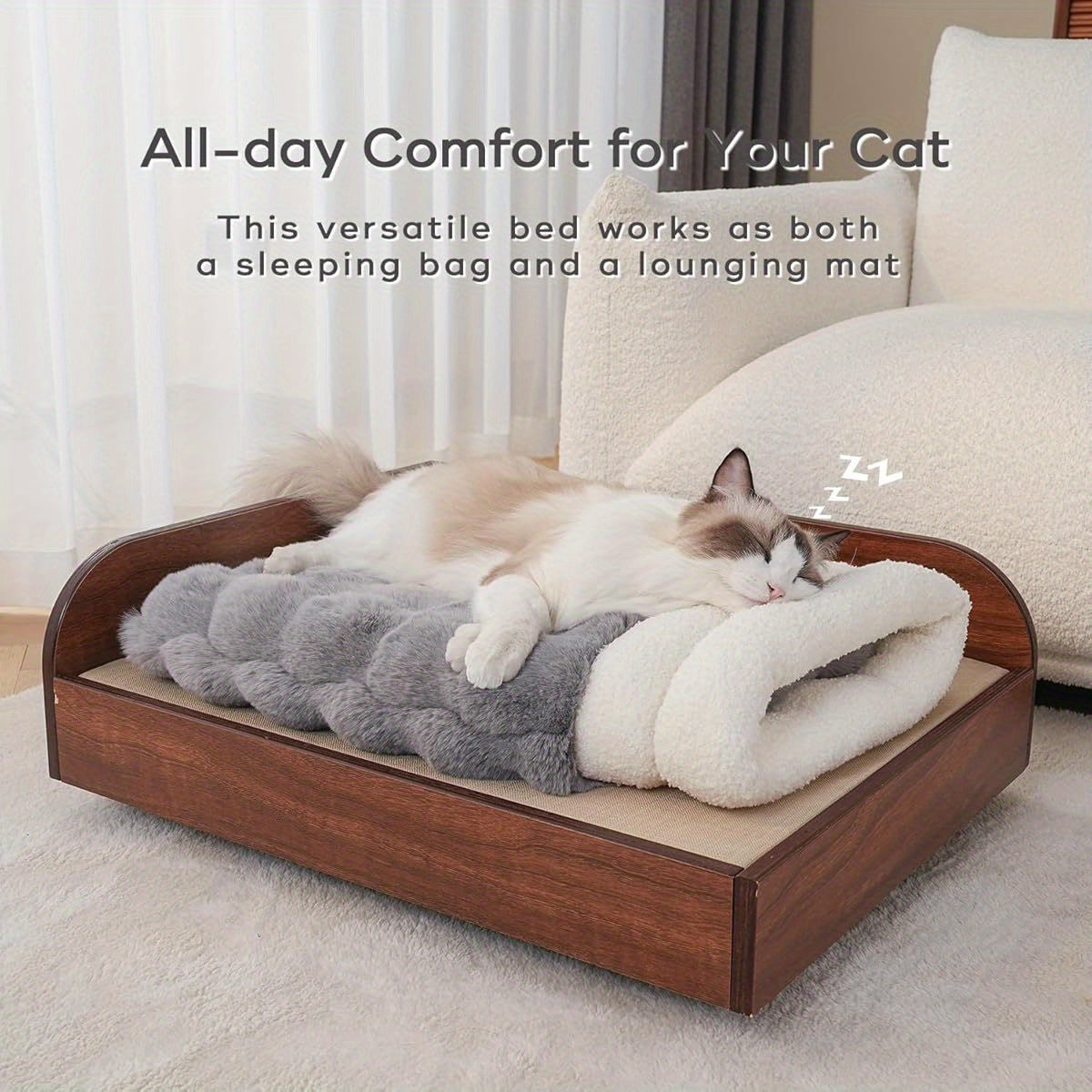 4-in-1 Cat Sleeping Bag for Small Cats - Memory Foam Insulation, Removable Washable Cover, Cave-Style Design, 21x17 Inch Cozy Soft Warm Bed for Indoor Cats