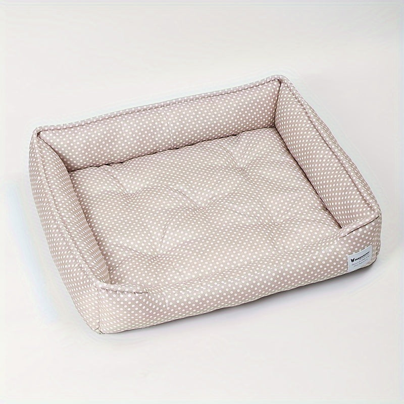 Korean Style Checkered Pet Bed - 1pc Cozy Nest For Cats & Dogs - Removable Washable Sleeping Mat