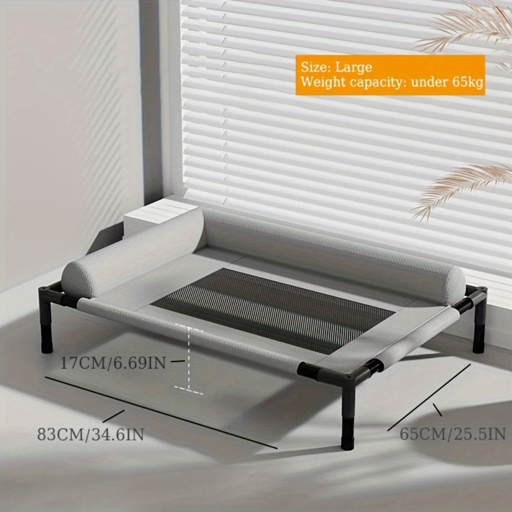 Elevated Pet Bed for Cats & Small Dogs - Breathable, Moisture-Proof, Washable Polyester with Neck Support Pillow, High-Strength Carbon Fiber Frame, Four Seasons Universal, Detachable for Easy Cleaning, Comfortable Sleeping Lounger for Indoor Pets, Indoor