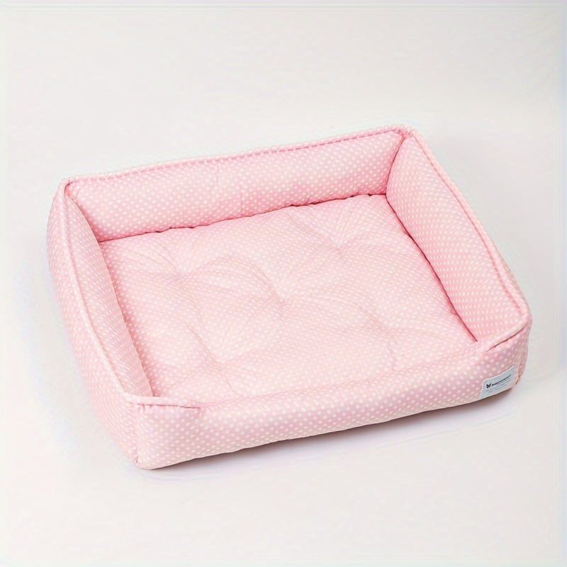 Korean Style Checkered Pet Bed - 1pc Cozy Nest For Cats & Dogs - Removable Washable Sleeping Mat