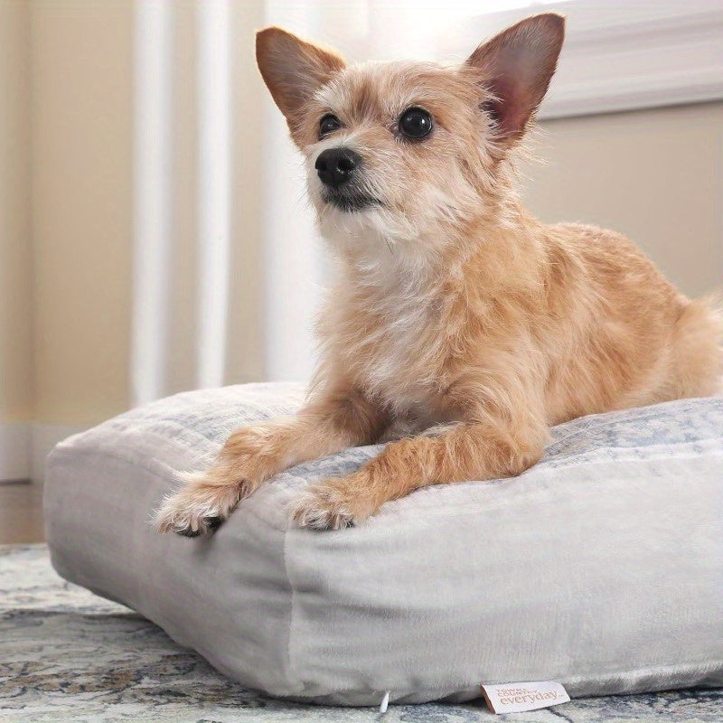 CuddleTown Medallion Everwash Dog Bed, Machine Washable, Soft & Calming Blue Greige Cover, 36"x28"x4" for Medium Dogs, Plush Pet Bed with Plush Pillow, Cozy Home Decor, Petfriendly Design, Durable Pet Product