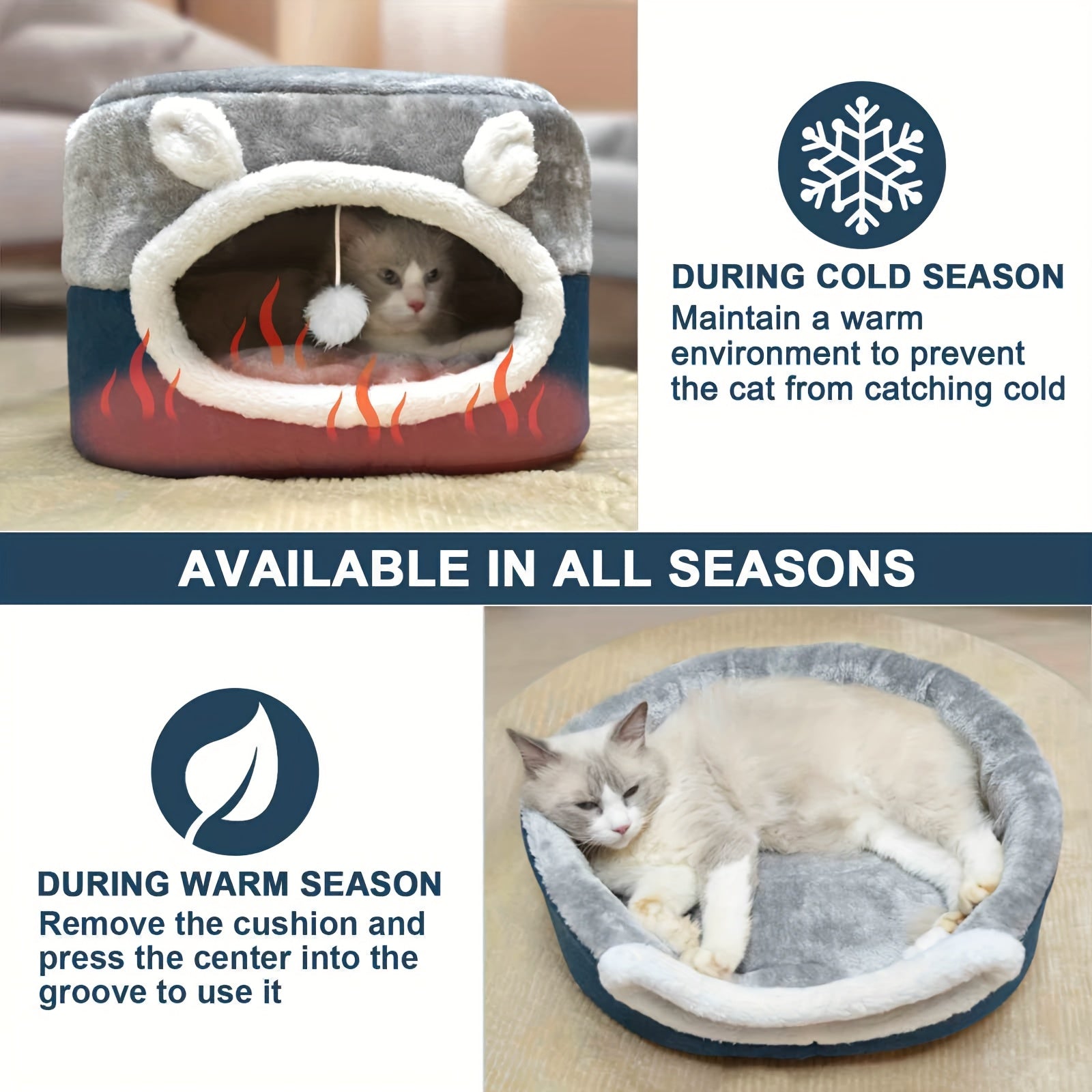 Calming Cat Bed for Indoor Cats - Small Cat Houes, 20 Inch, Washable, Non-Slip Round Fluffy Plush Pet Bed, Cylindrical Dog Bed for Pets Up to 15 Pounds