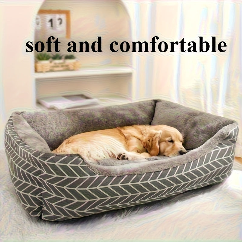 Comfortable Plush Dog Bed, Polyester Fiber Dog Bed, Winter Warm Pet Sofa, Available in 3 Sizes (M/L/XL), Suitable for Small to Medium-Sized Dogs, Unassembled, with Thick Warm Pad for Cats And Dogs