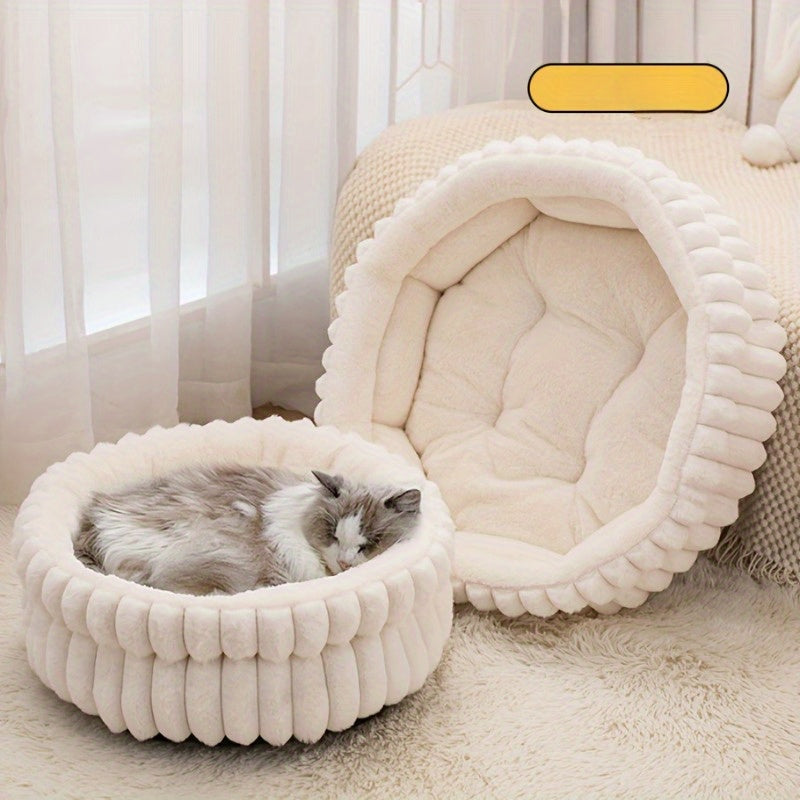 1pc Washable Donut Pet Bed for Cats & Small Dogs - Super Soft Round Litter Box with Non-Slip Bottom, Indoor Use, All-Season Comfort, Available in Multiple Sizes, Cat Litter Box, Cozy Cat Furniture, Decorative Cat Bed, Easyclean Material
