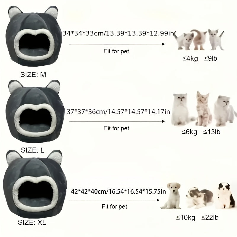1pc Cozy Cat Cave Bed - Classic Style Synthetic Fiber Pet House for Warmth and Comfort, Pre-Assembled, Uncharged - Ideal for Fluffy Feline Friends