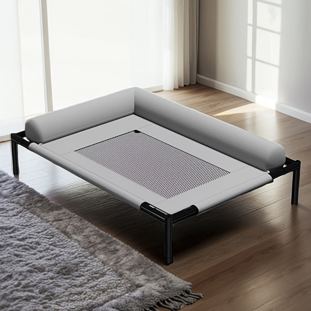 Elevated Pet Bed for Cats & Small Dogs - Breathable, Moisture-Proof, Washable Polyester with Neck Support Pillow, High-Strength Carbon Fiber Frame, Four Seasons Universal, Detachable for Easy Cleaning, Comfortable Sleeping Lounger for Indoor Pets, Indoor