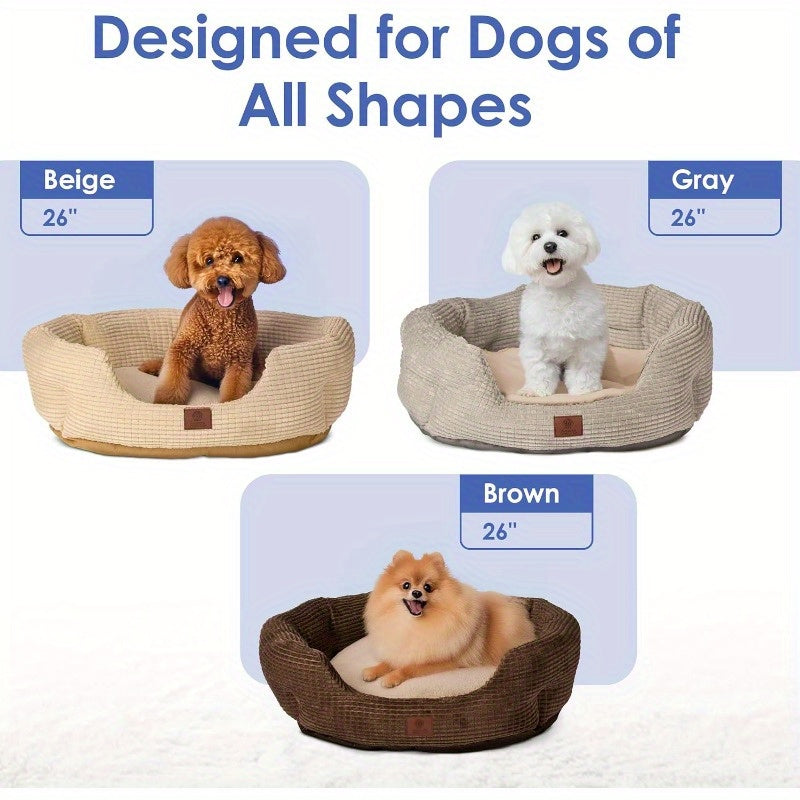 26" Clamshell Cuddler Dog Bed for Medium & Large Dogs - Plush Popcorn Texture, Non-Slip Bottom, Machine Washable, High-Loft Support, Durable Polyester Pet Bed for Hardwood & Tile Floors, Extra Large Dog Bed, Highloft Filling, Indoor Pets