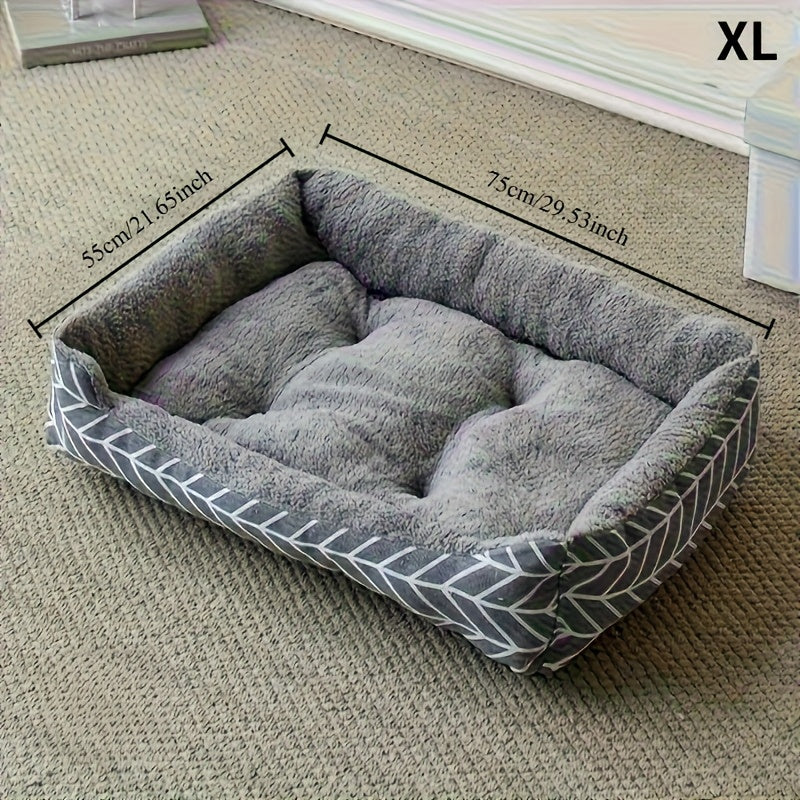 Comfortable Plush Dog Bed, Polyester Fiber Dog Bed, Winter Warm Pet Sofa, Available in 3 Sizes (M/L/XL), Suitable for Small to Medium-Sized Dogs, Unassembled, with Thick Warm Pad for Cats And Dogs