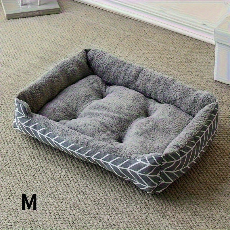 Comfortable Plush Dog Bed, Polyester Fiber Dog Bed, Winter Warm Pet Sofa, Available in 3 Sizes (M/L/XL), Suitable for Small to Medium-Sized Dogs, Unassembled, with Thick Warm Pad for Cats And Dogs