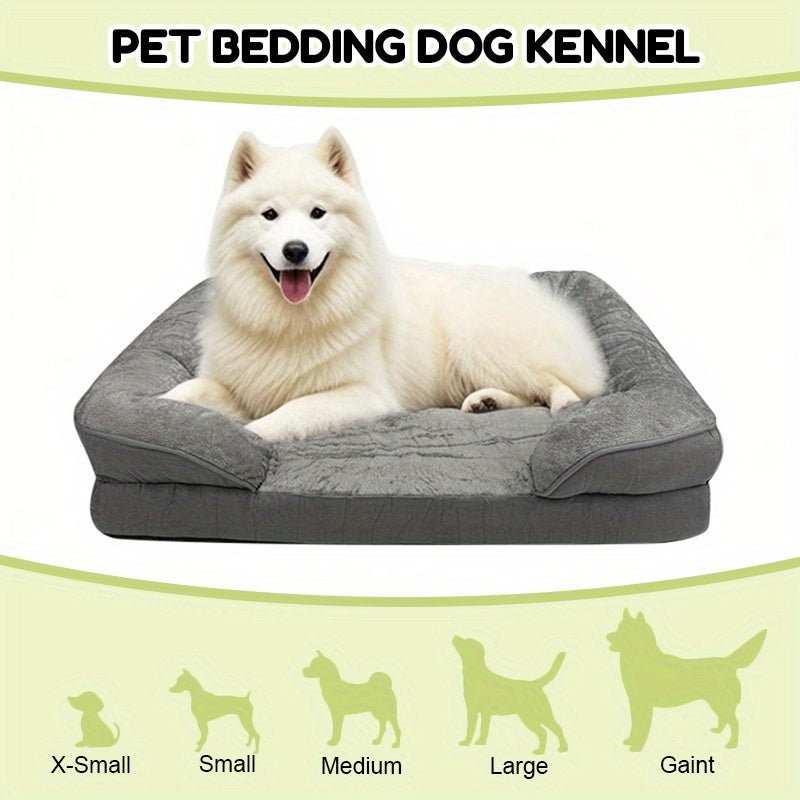 Extra Large Dog Bed with Egg Cradle Foam, Lining & Non-Slip Base - Soft Polyester Rectangular Pet Bed for Small to Medium Dogs, Comfortable Rest & Sleep, Grey, Dog Bed for Dogs, Cozy Pet Furniture, Modern Pet Accessory, Durable Pet Furniture
