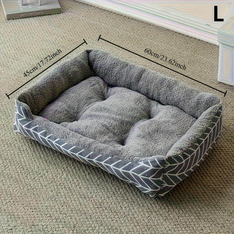 Comfortable Plush Dog Bed, Polyester Fiber Dog Bed, Winter Warm Pet Sofa, Available in 3 Sizes (M/L/XL), Suitable for Small to Medium-Sized Dogs, Unassembled, with Thick Warm Pad for Cats And Dogs