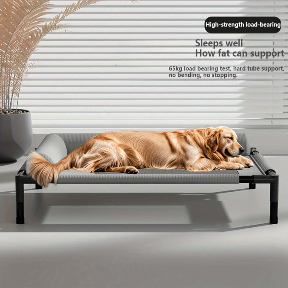 Elevated Pet Bed for Cats & Small Dogs - Breathable, Moisture-Proof, Washable Polyester with Neck Support Pillow, High-Strength Carbon Fiber Frame, Four Seasons Universal, Detachable for Easy Cleaning, Comfortable Sleeping Lounger for Indoor Pets, Indoor