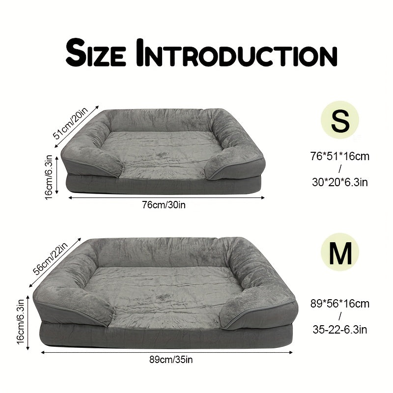 Extra Large Dog Bed with Egg Cradle Foam, Lining & Non-Slip Base - Soft Polyester Rectangular Pet Bed for Small to Medium Dogs, Comfortable Rest & Sleep, Grey, Dog Bed for Dogs, Cozy Pet Furniture, Modern Pet Accessory, Durable Pet Furniture