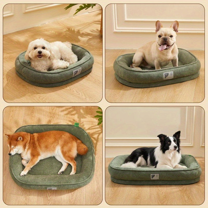 Orthopedic Dog Bed Puppy and Kitten, Soft Beds Indoor Cats, Washable Dog Bed with Removable CoverNon - Slip Bottom with Four - Sided Bolster Green, Dog Bed Cover, Dog Bed Cosy, Thick Dog Bed, Heavy Duty Dog Bed, Plush Dog Bed, Pet Sleeping Pad, Cozy Pet