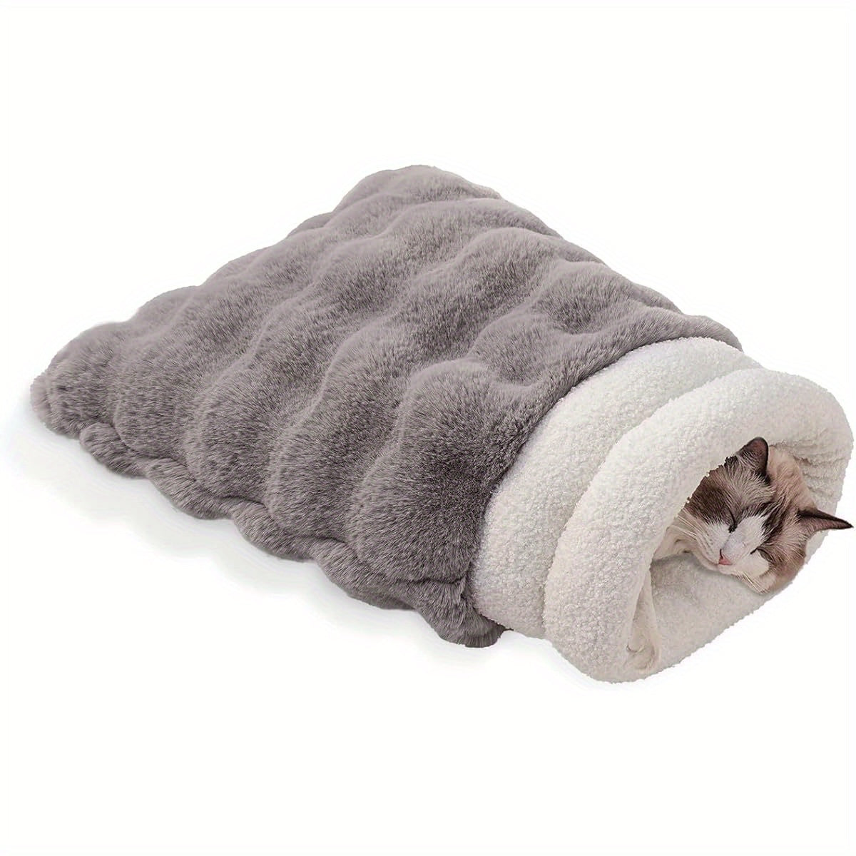 4-in-1 Cat Sleeping Bag for Small Cats - Memory Foam Insulation, Removable Washable Cover, Cave-Style Design, 21x17 Inch Cozy Soft Warm Bed for Indoor Cats