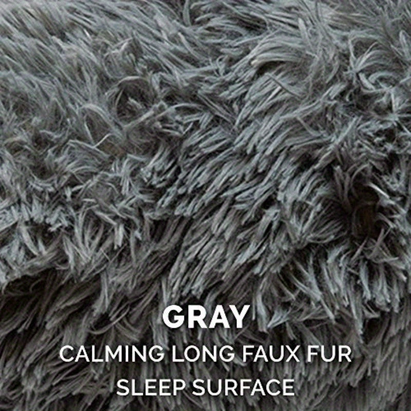 Jumbo XL (45" Round) Dog Bed - Extra Large Donut Bed with Removable Washable Cover & Refillable Interior - Heavy Duty Cushion for Large Breeds up to 90 lbs - Machine Washable Pet Bed for Great Danes, Mastiffs - Gray, Large Dog Bed, Plush Faux Fur Surface