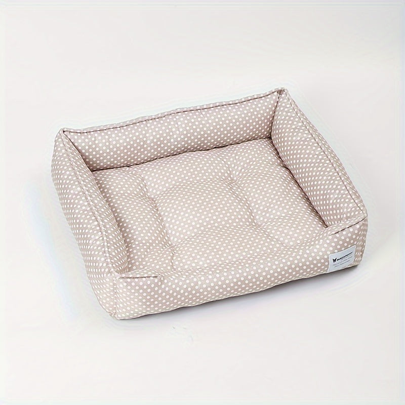 Korean Style Checkered Pet Bed - 1pc Cozy Nest For Cats & Dogs - Removable Washable Sleeping Mat