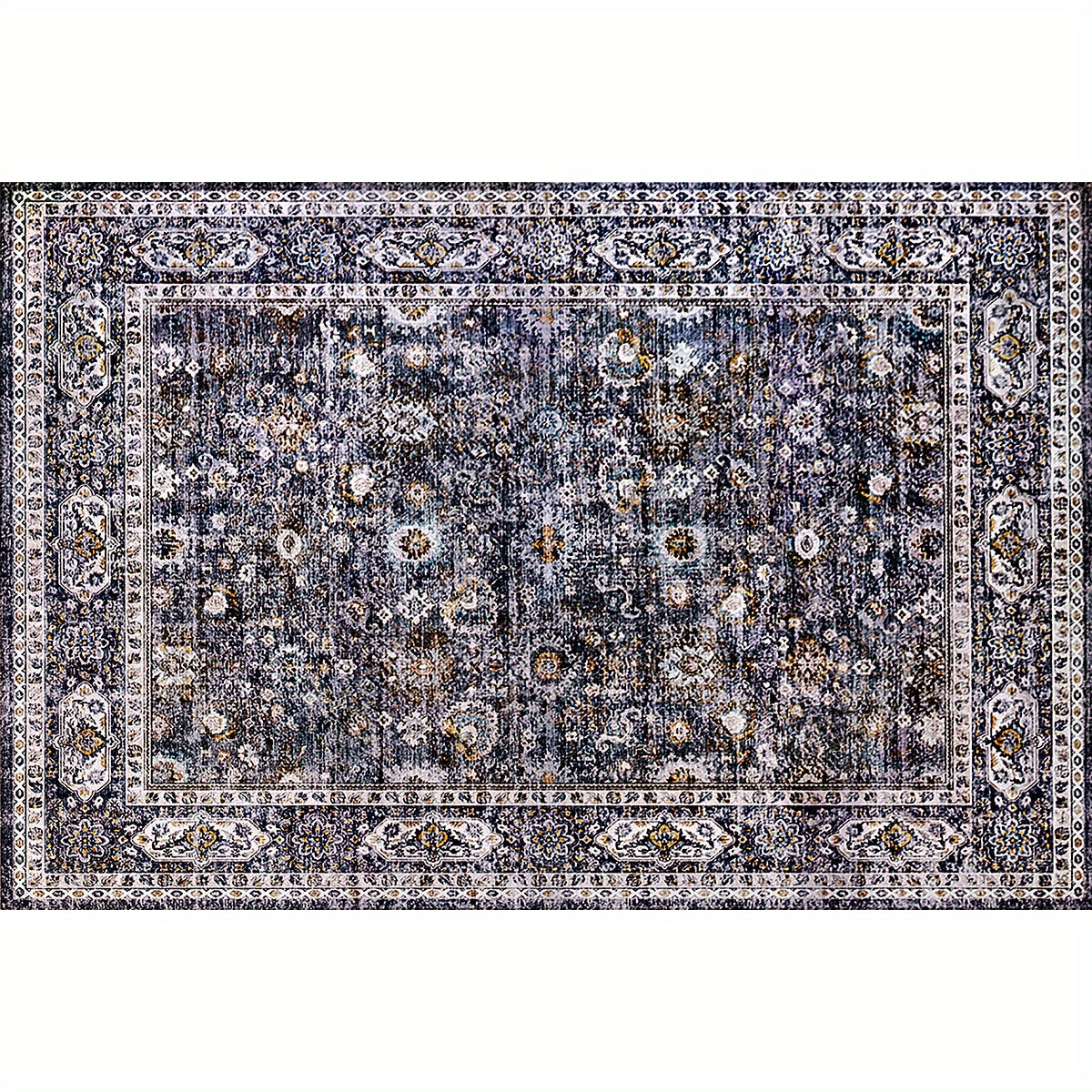 1pc Vintage Blue Bohemian Floral Pet Bed Mat - Plush, Easy-Clean, Non-Slip Dog & Cat Mat for Large Pets, Durable & Comfortable Cage Mat for Dogs and Cats, Pet Bed Mat, Bohemian Style Mat, Easy Clean Mat