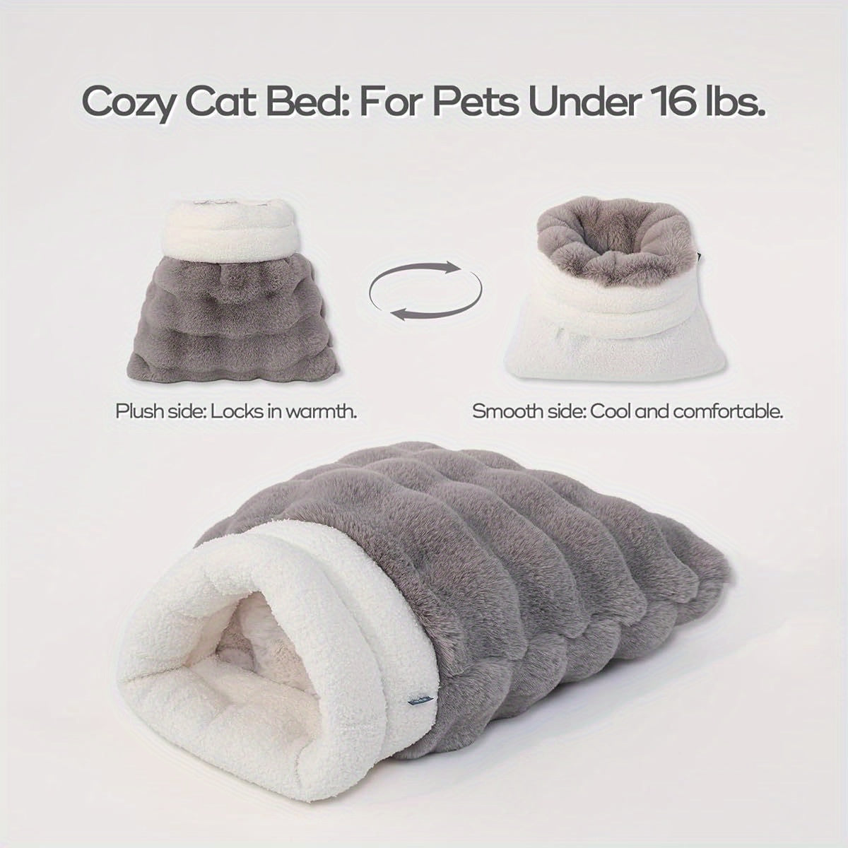 4-in-1 Cat Sleeping Bag for Small Cats - Memory Foam Insulation, Removable Washable Cover, Cave-Style Design, 21x17 Inch Cozy Soft Warm Bed for Indoor Cats