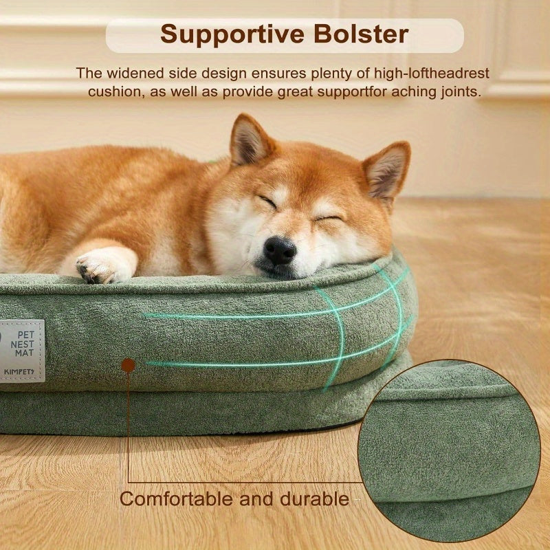 Orthopedic Dog Bed Puppy and Kitten, Soft Beds Indoor Cats, Washable Dog Bed with Removable CoverNon - Slip Bottom with Four - Sided Bolster Green, Dog Bed Cover, Dog Bed Cosy, Thick Dog Bed, Heavy Duty Dog Bed, Plush Dog Bed, Pet Sleeping Pad, Cozy Pet