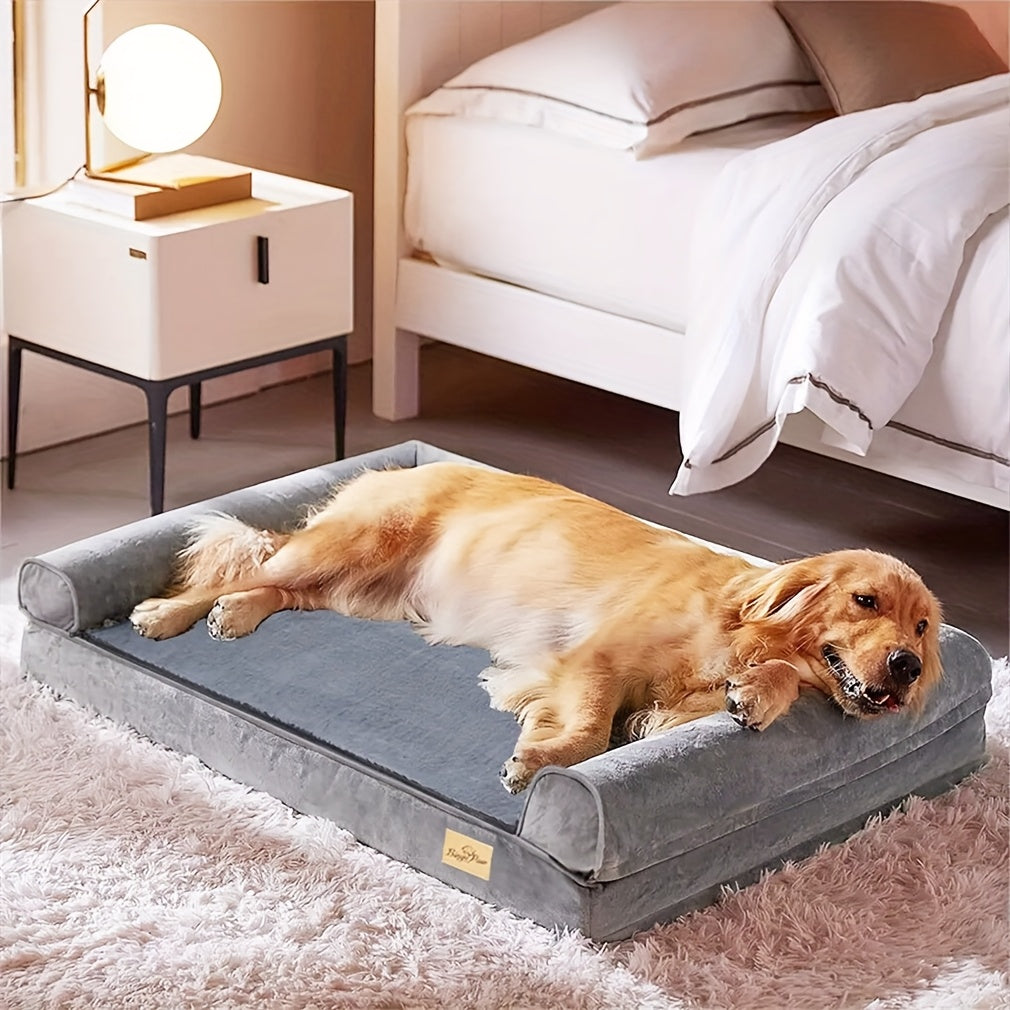 Large Sofa Dog Bed Hidden Zipper & Waterproof Lining-Ultra Plush, Orthopedic Memory Foam, Removable & Washable Cover, Anti-Slip Bottom, All-Season Comfort