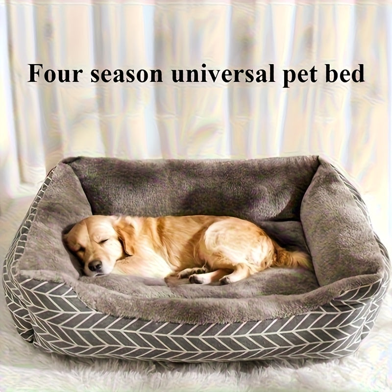 Comfortable Plush Dog Bed, Polyester Fiber Dog Bed, Winter Warm Pet Sofa, Available in 3 Sizes (M/L/XL), Suitable for Small to Medium-Sized Dogs, Unassembled, with Thick Warm Pad for Cats And Dogs