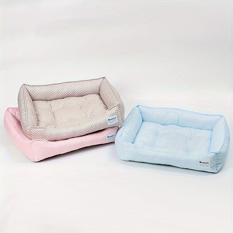 Korean Style Checkered Pet Bed - 1pc Cozy Nest For Cats & Dogs - Removable Washable Sleeping Mat