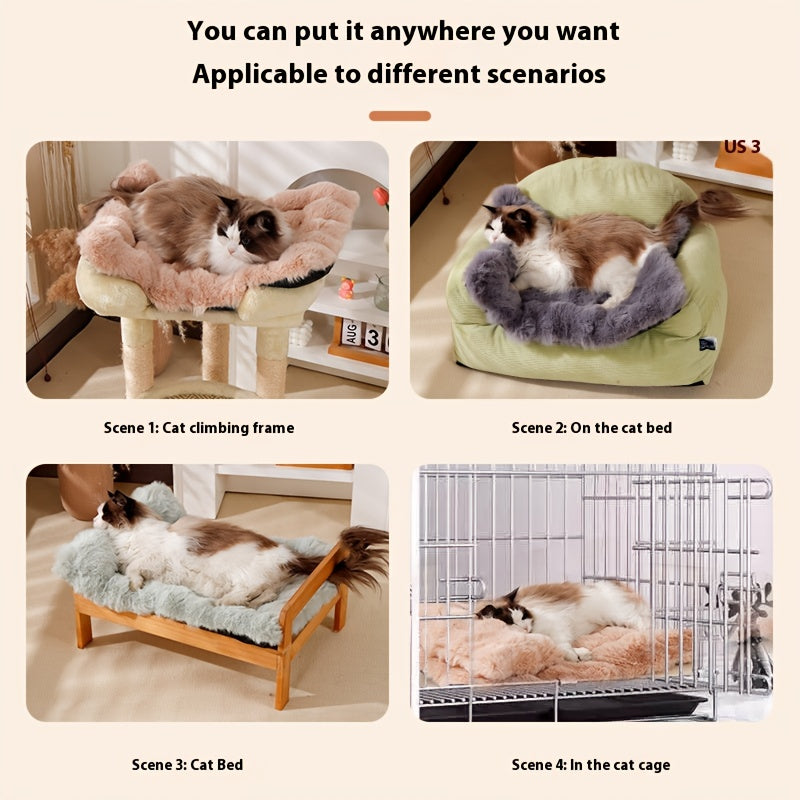 Pet Nest Pad, Universal 360 Soft Plush Imitation Fur For Cats And Dogs, Mini Model, Machine Washable, Non-slip Bottom, Comfortable And Easy To Take Care Of, Sleeping And Rest Pad, Can Be Applied In 5 Usage Scenarios, Placed On Car Seat