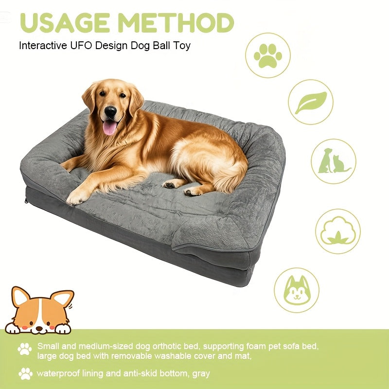 Extra Large Dog Bed with Egg Cradle Foam, Lining & Non-Slip Base - Soft Polyester Rectangular Pet Bed for Small to Medium Dogs, Comfortable Rest & Sleep, Grey, Dog Bed for Dogs, Cozy Pet Furniture, Modern Pet Accessory, Durable Pet Furniture